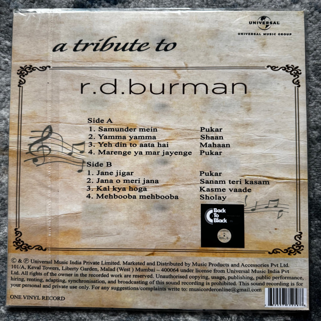 R.D. Burman – A Tribute to R.D. Burman – Bollywood Film Songs – Vinyl LP