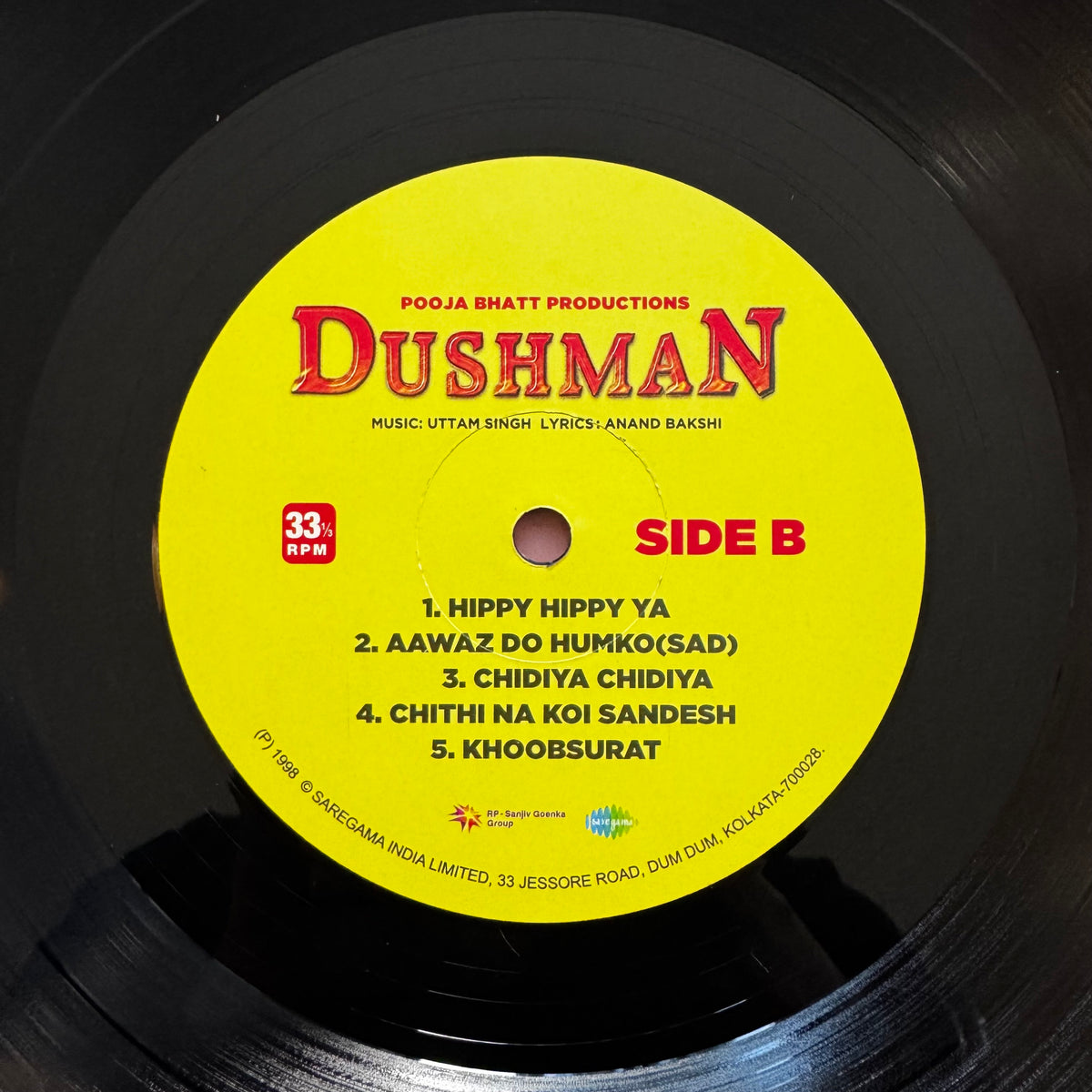 Uttam Singh – Dushman – Bollywood Soundtrack – Vinyl LP