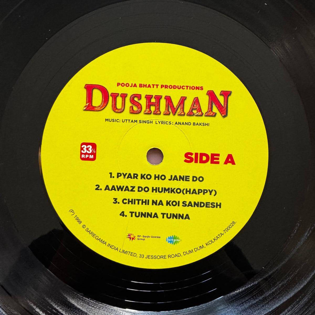 Uttam Singh – Dushman – Bollywood Soundtrack – Vinyl LP